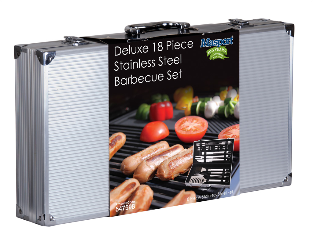 Deluxe 18 Piece Stainless Steel Barbecue Set